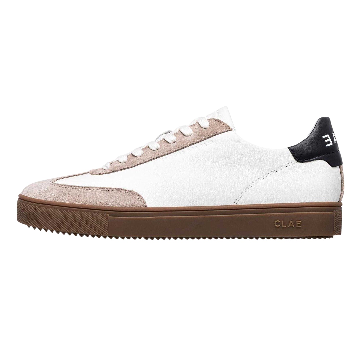 White-Grey-Gum - Back - CLAE Womens-Ladies Deane Leather Trainers