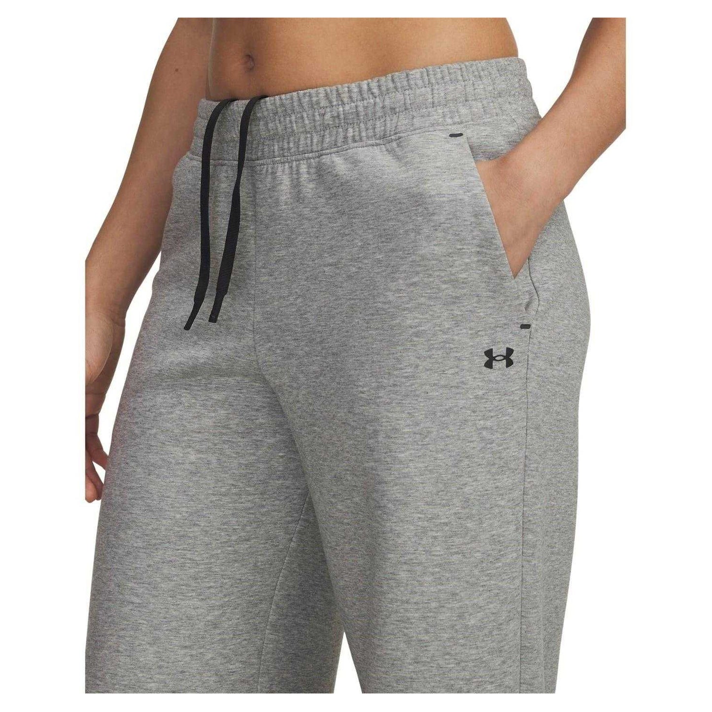 Grey - Side - Under Armour Womens-Ladies Wide Leg Sweatpants