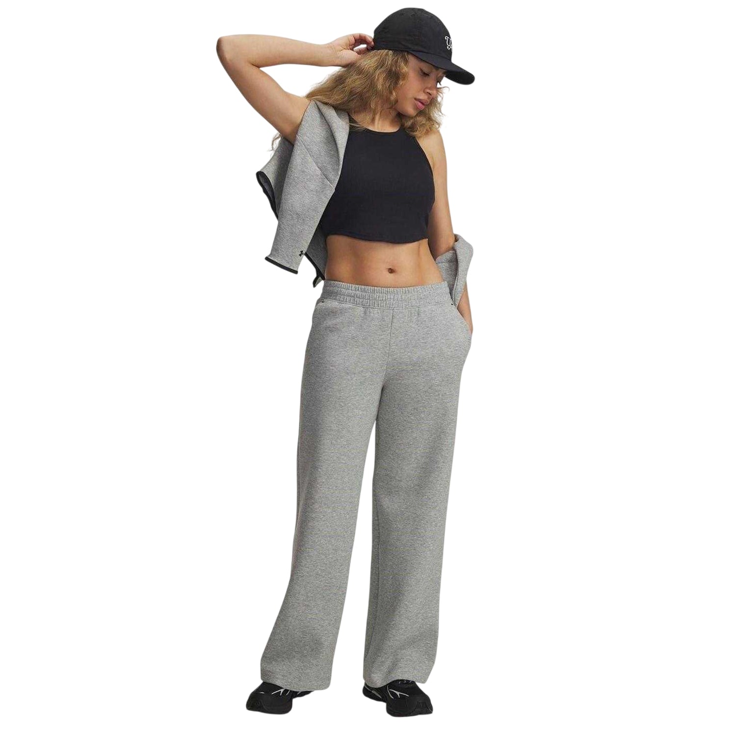 Grey - Lifestyle - Under Armour Womens-Ladies Wide Leg Sweatpants