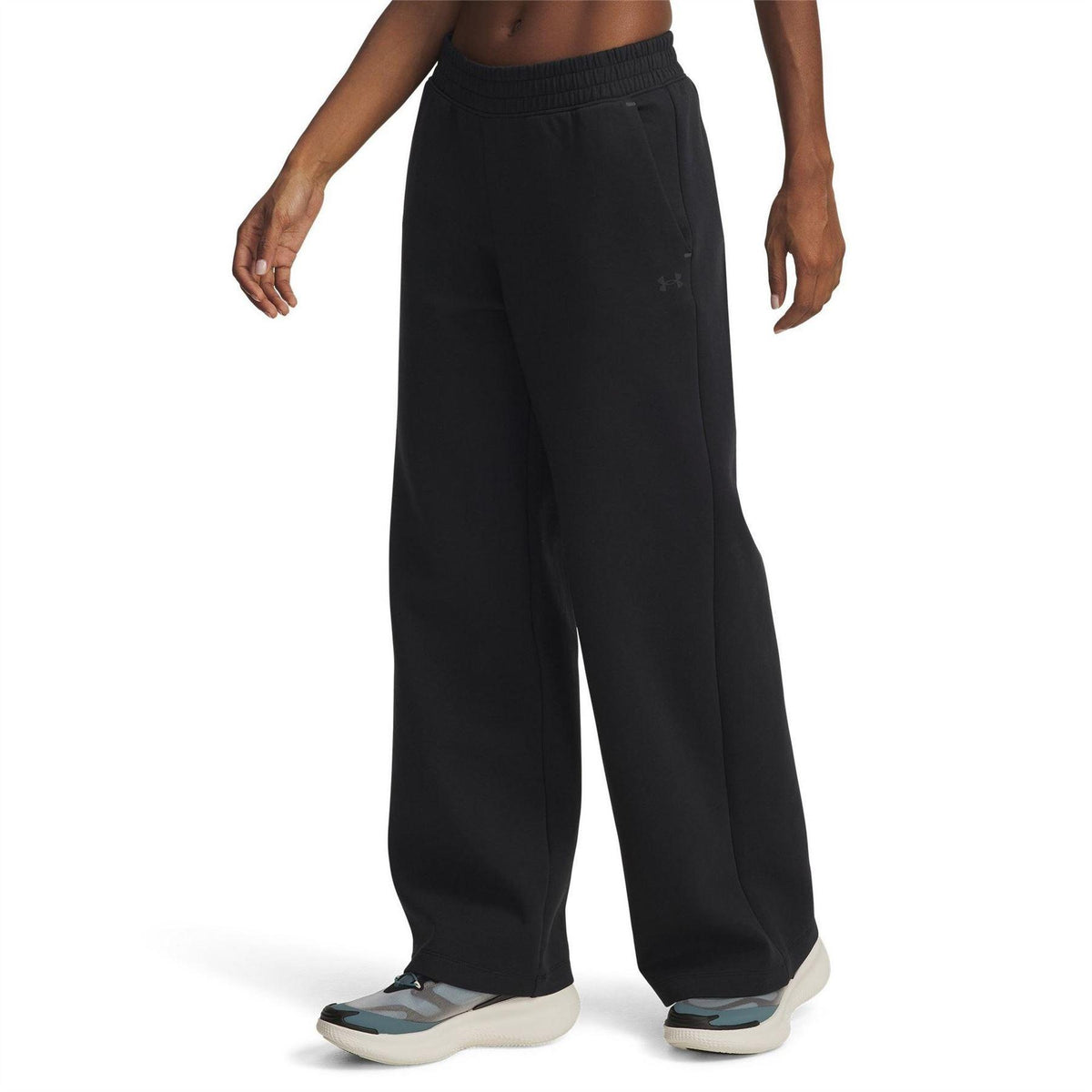 Black - Front - Under Armour Womens-Ladies Wide Leg Sweatpants