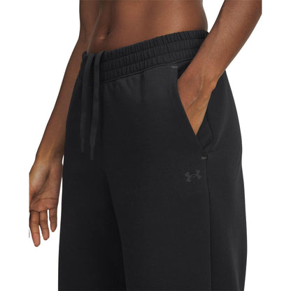 Black - Side - Under Armour Womens-Ladies Wide Leg Sweatpants