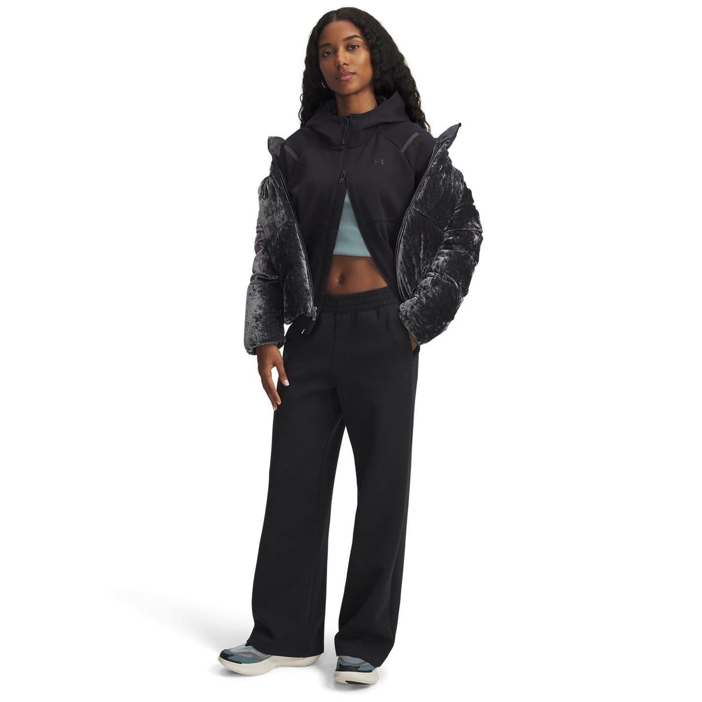 Black - Lifestyle - Under Armour Womens-Ladies Wide Leg Sweatpants