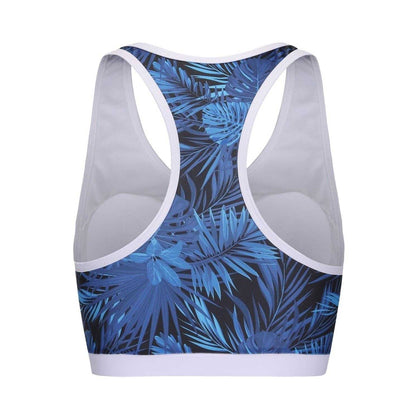White-Blue - Back - Slazenger Womens-Ladies Leaf Print Bikini Top