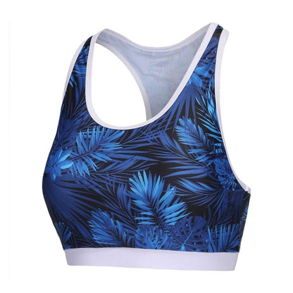 White-Blue - Side - Slazenger Womens-Ladies Leaf Print Bikini Top