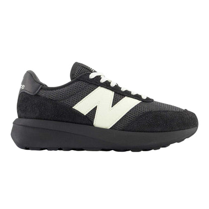 Black - Side - New Balance Mens 370 Suede Trainers