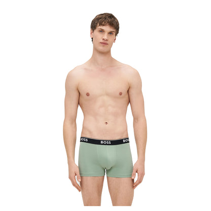 Black-Grey-Green - Front - Boss Mens Bodywear Logo Boxer Shorts (Pack of 3)