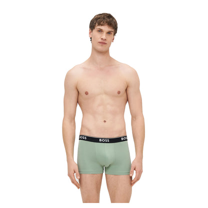 Black-Grey-Green - Back - Boss Mens Bodywear Logo Boxer Shorts (Pack of 3)