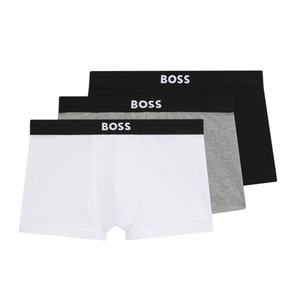 Black-Grey-Nature - Front - Boss Mens Bodywear Logo Boxer Shorts (Pack of 3)