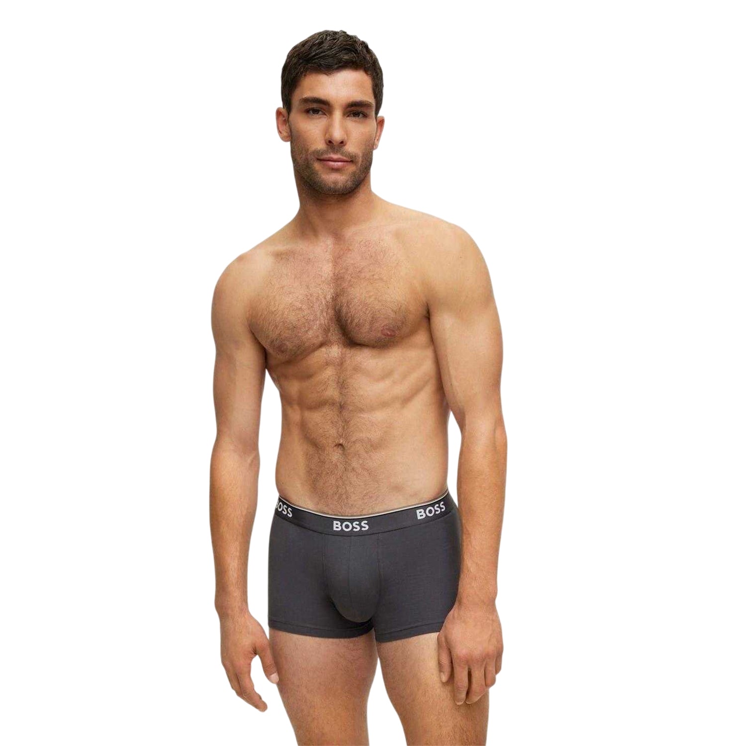 Black-Navy Blue-Blue - Back - Boss Mens Bodywear Logo Boxer Shorts (Pack of 3)