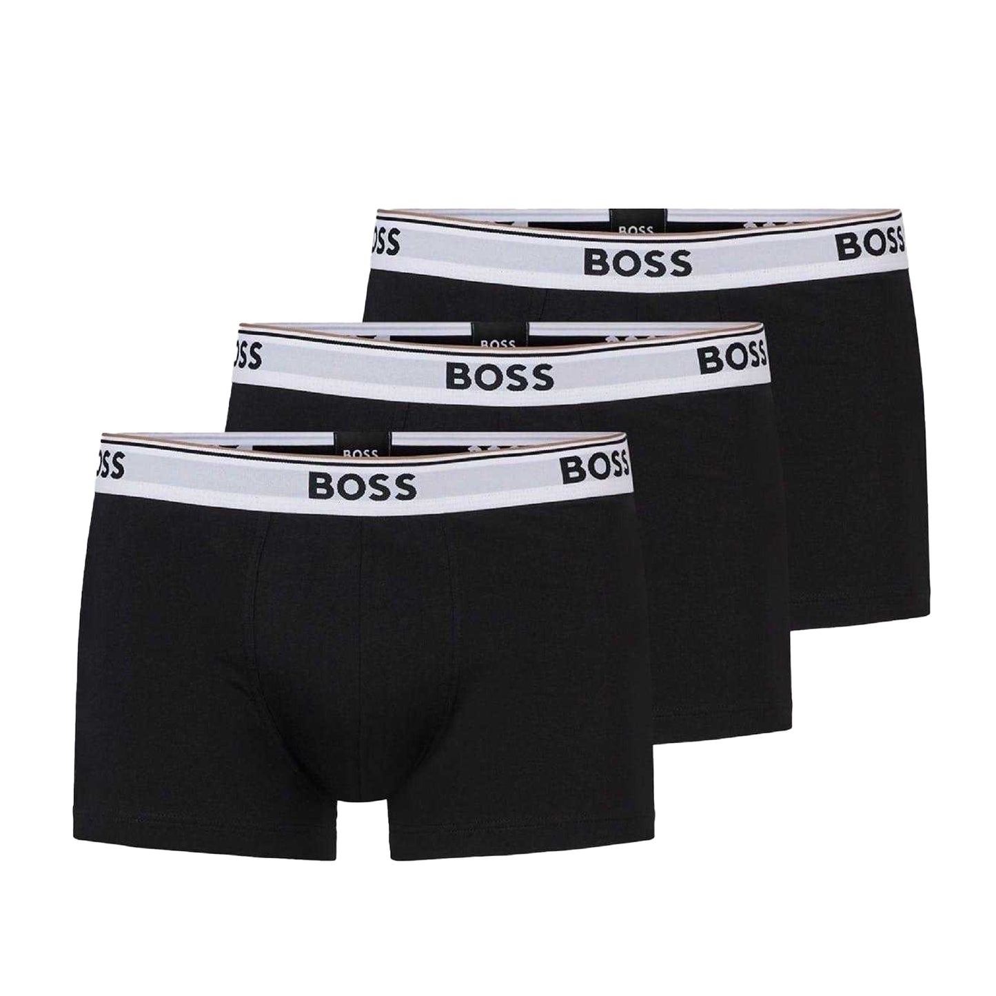 Black-White - Front - Boss Mens Bodywear Logo Boxer Shorts (Pack of 3)