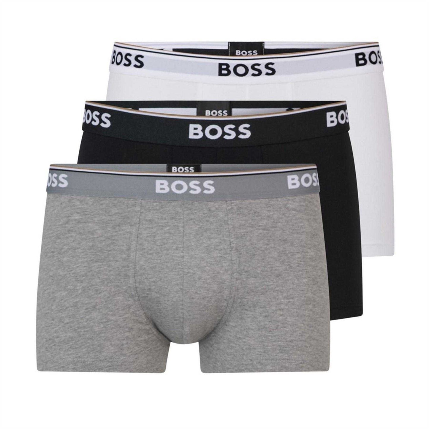 Black-White-Grey - Front - Boss Mens Bodywear Logo Boxer Shorts (Pack of 3)