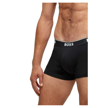 Black-White-Grey - Back - Boss Mens Bodywear Logo Boxer Shorts (Pack of 3)