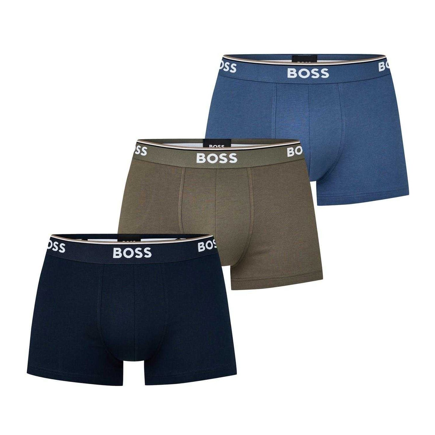 Blue-Black-Green - Front - Boss Mens Bodywear Logo Boxer Shorts (Pack of 3)