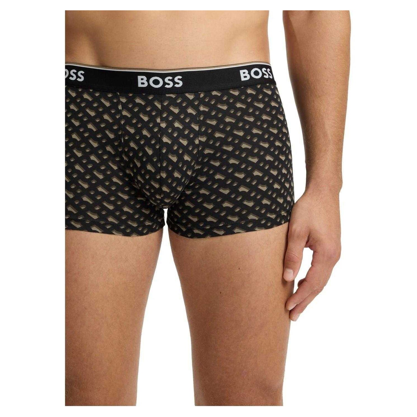 Blue-Black-Green - Back - Boss Mens Bodywear Logo Boxer Shorts (Pack of 3)