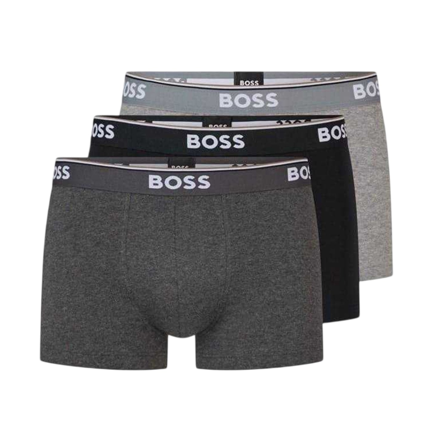 Grey-Black - Front - Boss Mens Bodywear Logo Boxer Shorts (Pack of 3)
