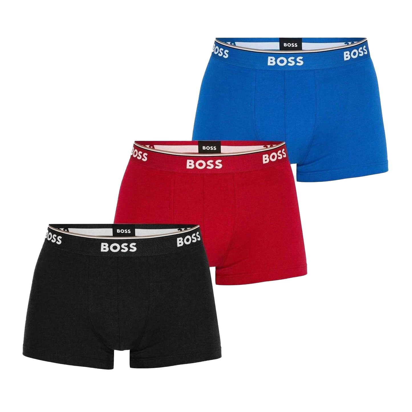 Red-Black-Blue - Front - Boss Mens Bodywear Logo Boxer Shorts (Pack of 3)