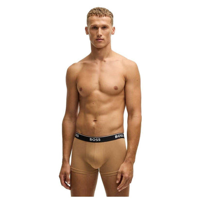 Black-Beige - Back - Boss Mens Bodywear Logo Boxer Shorts (Pack of 3)