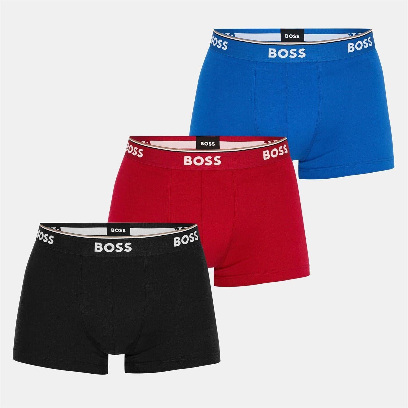 Black-Red-Blue - Front - Boss Mens Bodywear Logo Boxer Shorts (Pack of 3)
