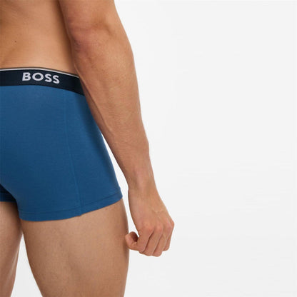 Blue-Dark Blue-Navy Blue - Side - Boss Mens Bodywear Logo Boxer Shorts (Pack of 3)