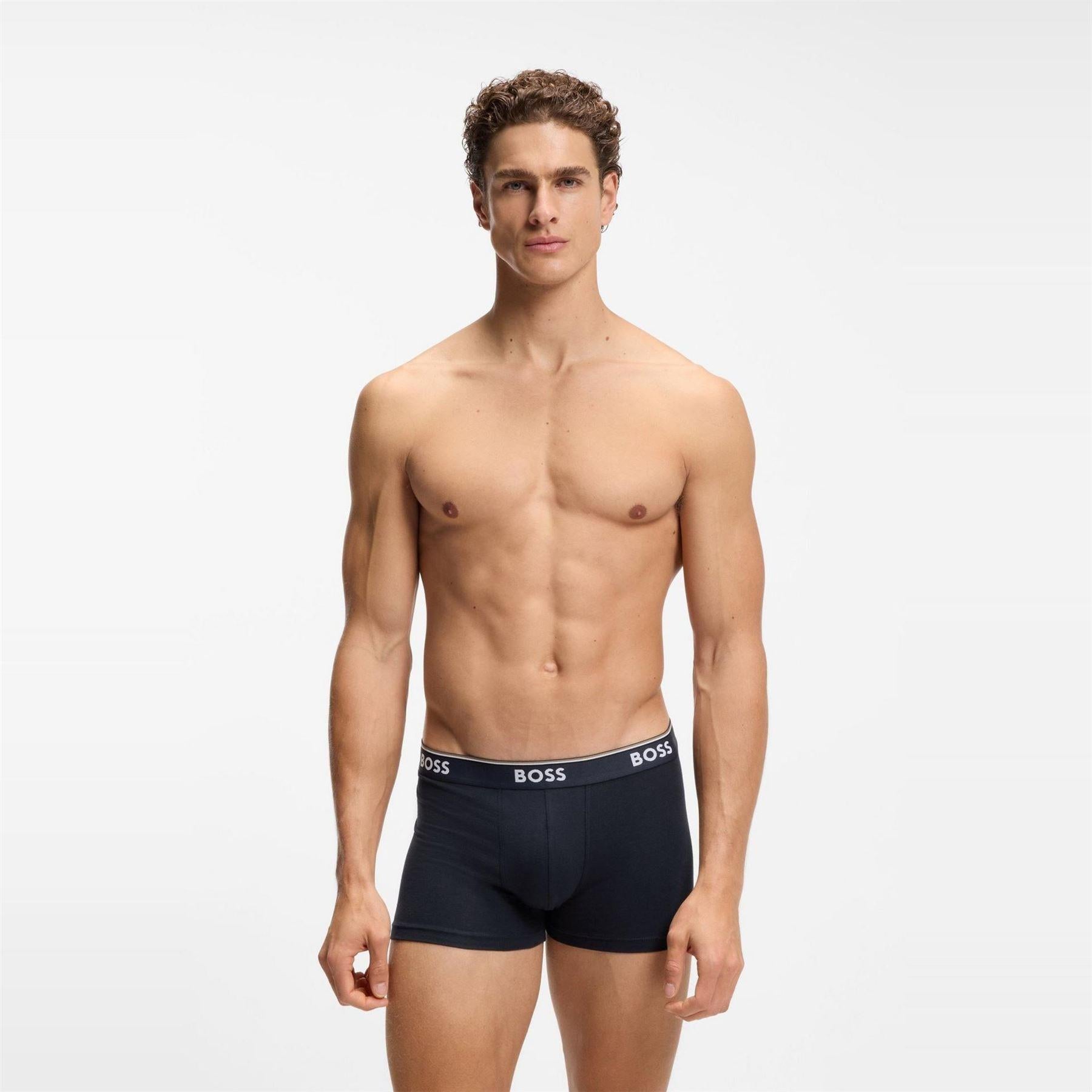 Blue-Dark Blue-Navy Blue - Lifestyle - Boss Mens Bodywear Logo Boxer Shorts (Pack of 3)