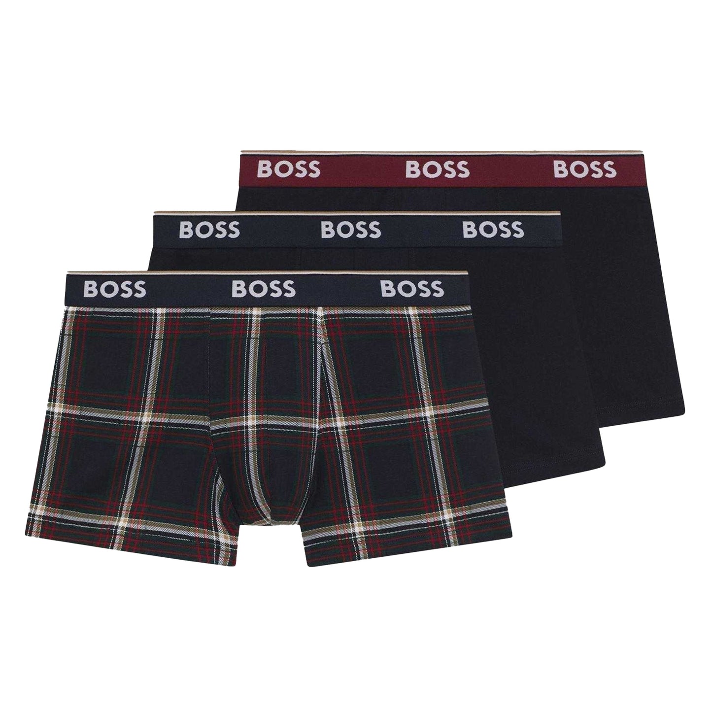 Black-Black - Front - Boss Mens Bodywear Logo Boxer Shorts (Pack of 3)