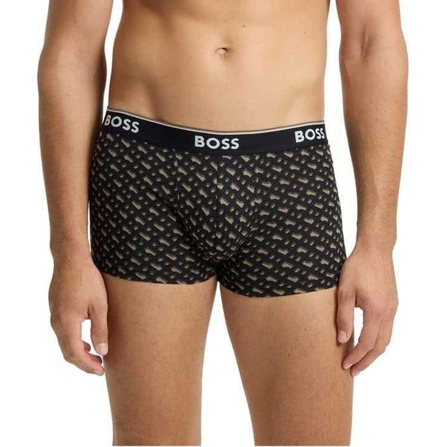 Black-Brown - Front - Boss Mens Bodywear Logo Boxer Shorts (Pack of 3)