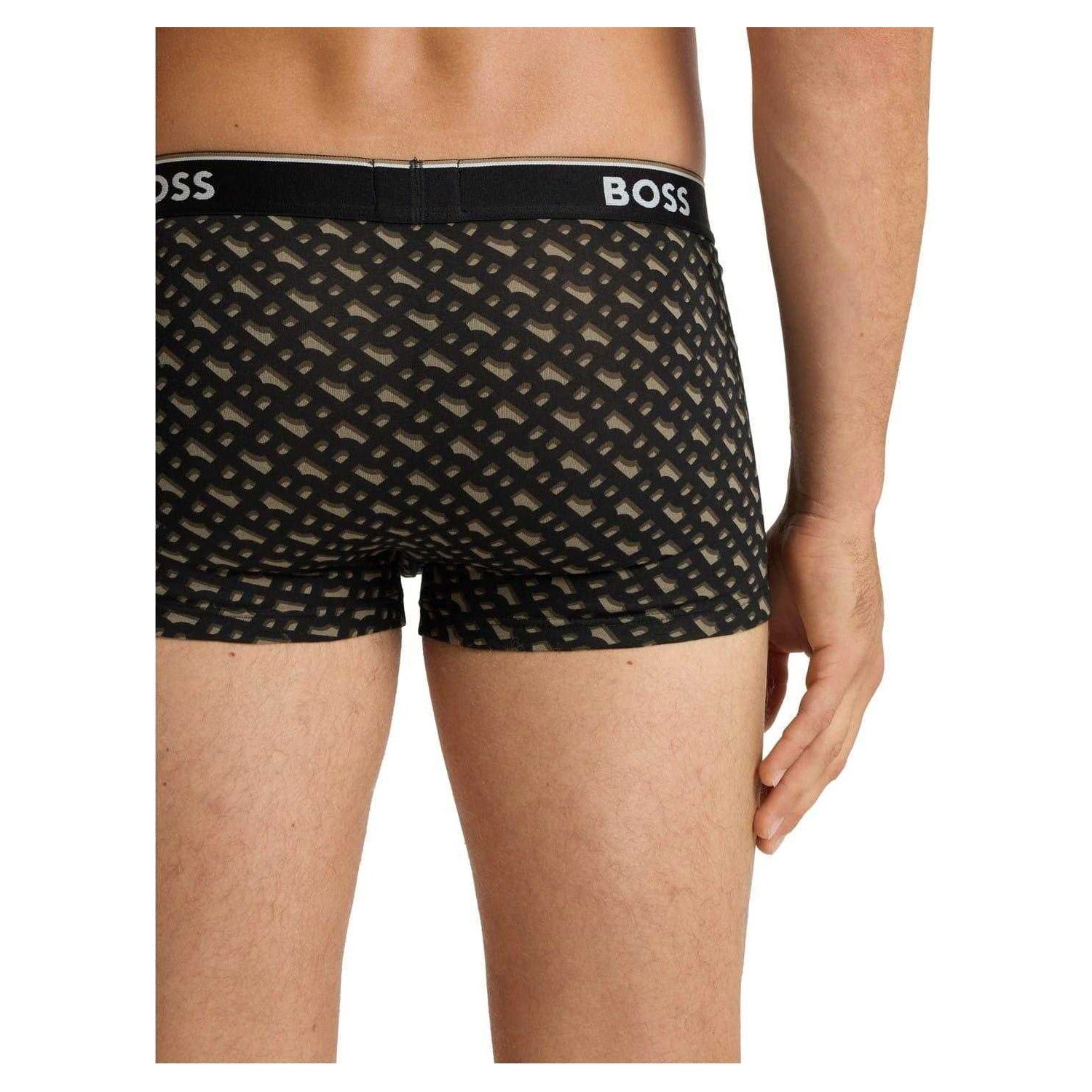 Black-Brown - Back - Boss Mens Bodywear Logo Boxer Shorts (Pack of 3)