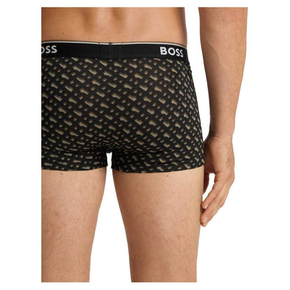 Black-Brown - Back - Boss Mens Bodywear Logo Boxer Shorts (Pack of 3)