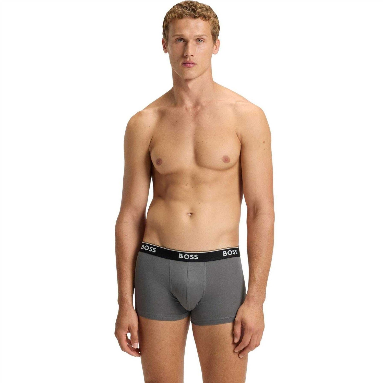 Black-Grey - Back - Boss Mens Bodywear Logo Boxer Shorts (Pack of 3)