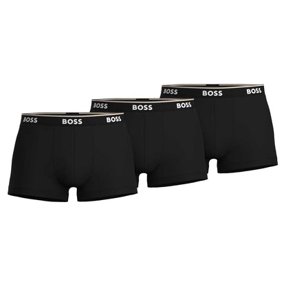 Black - Front - Boss Mens Bodywear Logo Boxer Shorts (Pack of 3)