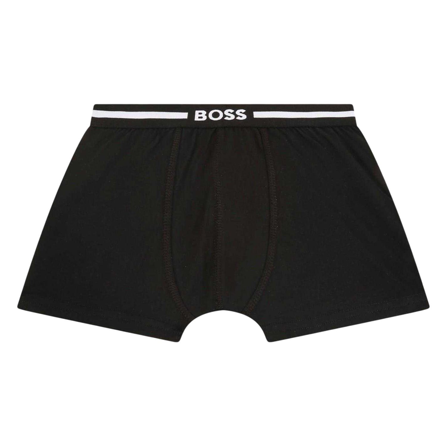 Black - Front - Boss Boys Logo Boxer Shorts