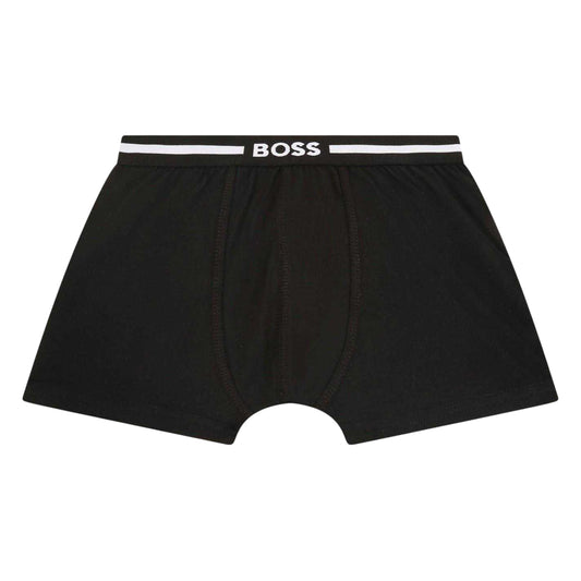 Black - Front - Boss Boys Logo Boxer Shorts