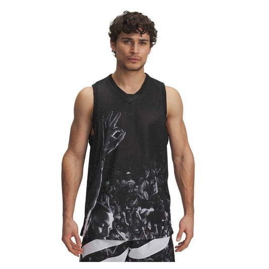 Black-White - Front - Under Armour Mens Curry Tank Top