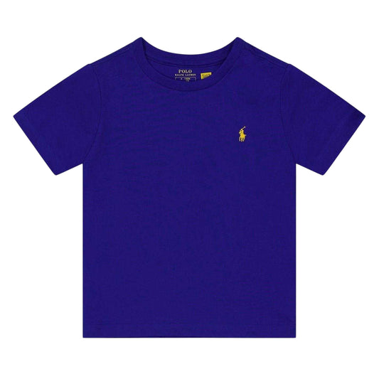 Azure - Front - Ralph Lauren Childrens-Kids Embroidered Logo T-Shirt