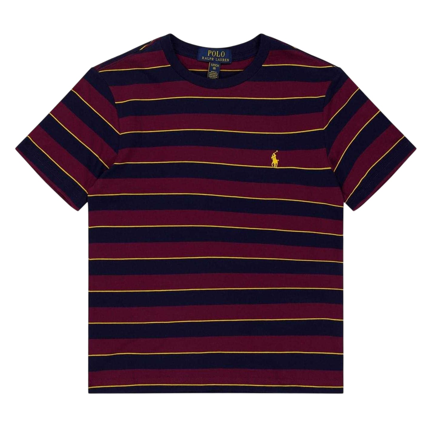 Wine - Front - Ralph Lauren Boys Striped Crew Neck T-Shirt