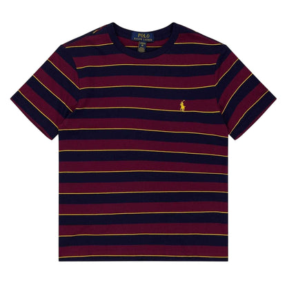 Wine - Front - Ralph Lauren Boys Striped Crew Neck T-Shirt