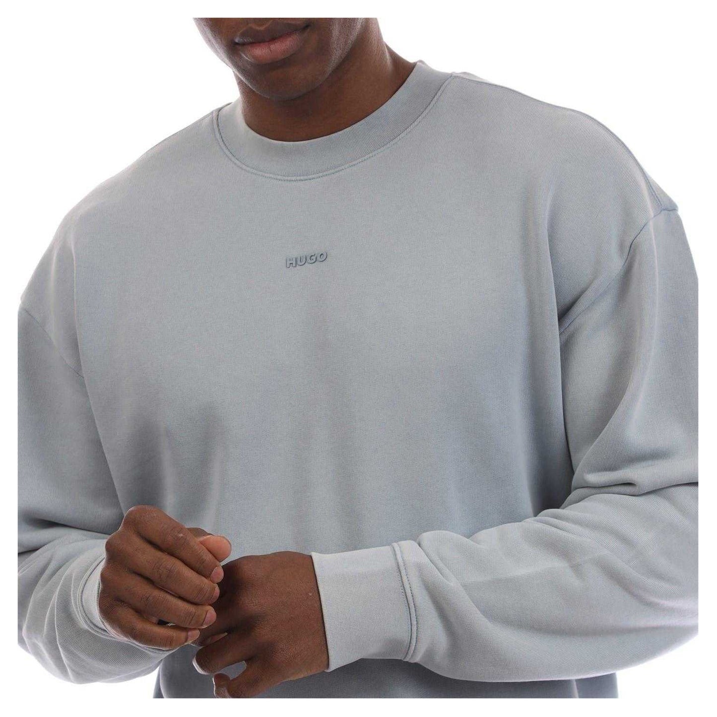 Blue - Side - Hugo Mens Drop Shoulder Long-Sleeved Sweatshirt