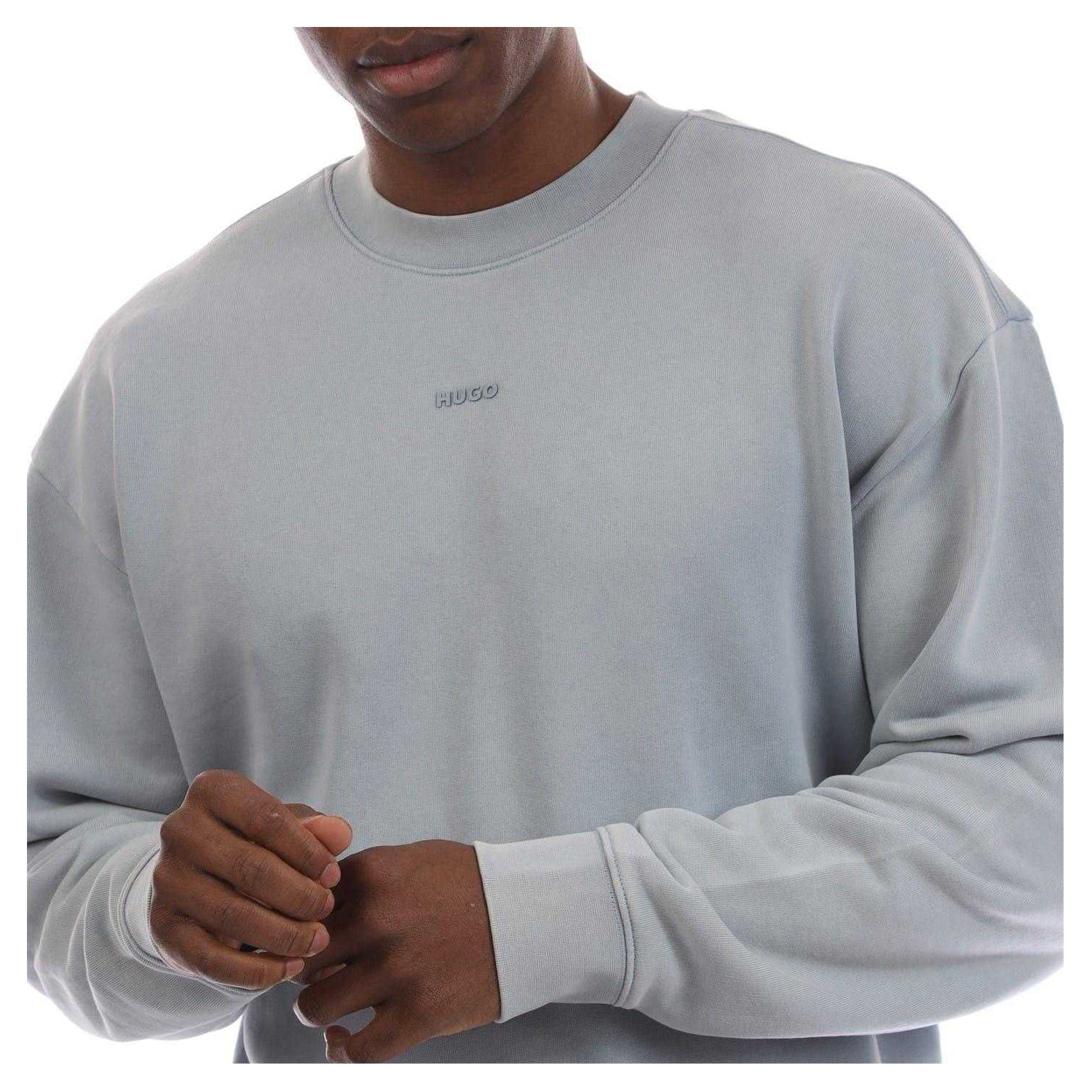 Blue - Side - Hugo Mens Drop Shoulder Long-Sleeved Sweatshirt