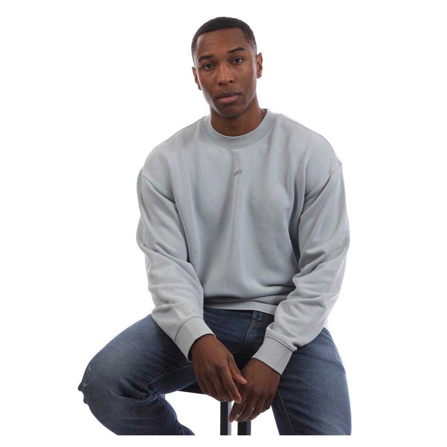 Blue - Lifestyle - Hugo Mens Drop Shoulder Long-Sleeved Sweatshirt