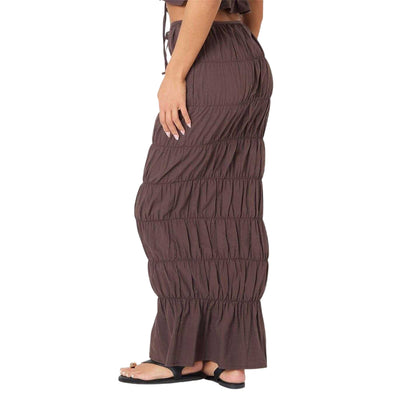 Chocolate - Back - I Saw It First Womens-Ladies Poplin Maxi Skirt