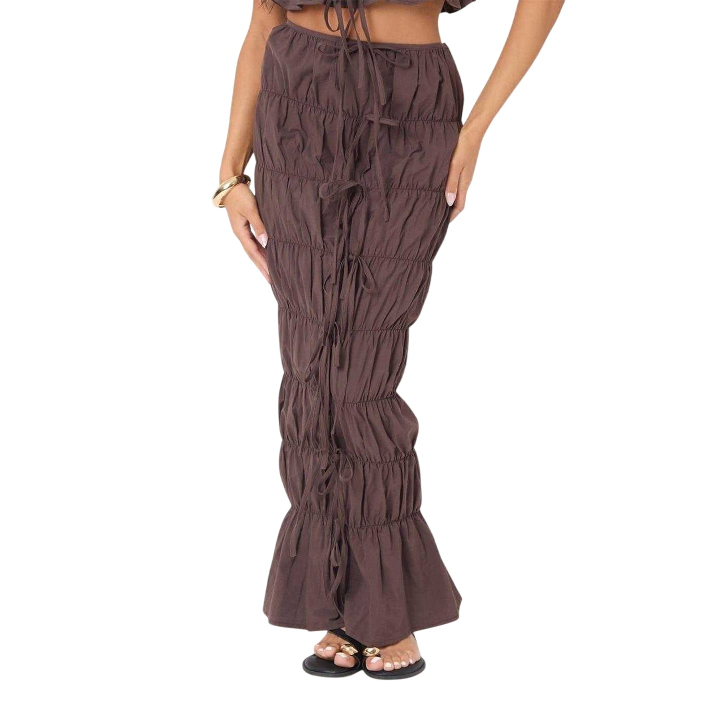 Chocolate - Front - I Saw It First Womens-Ladies Poplin Maxi Skirt