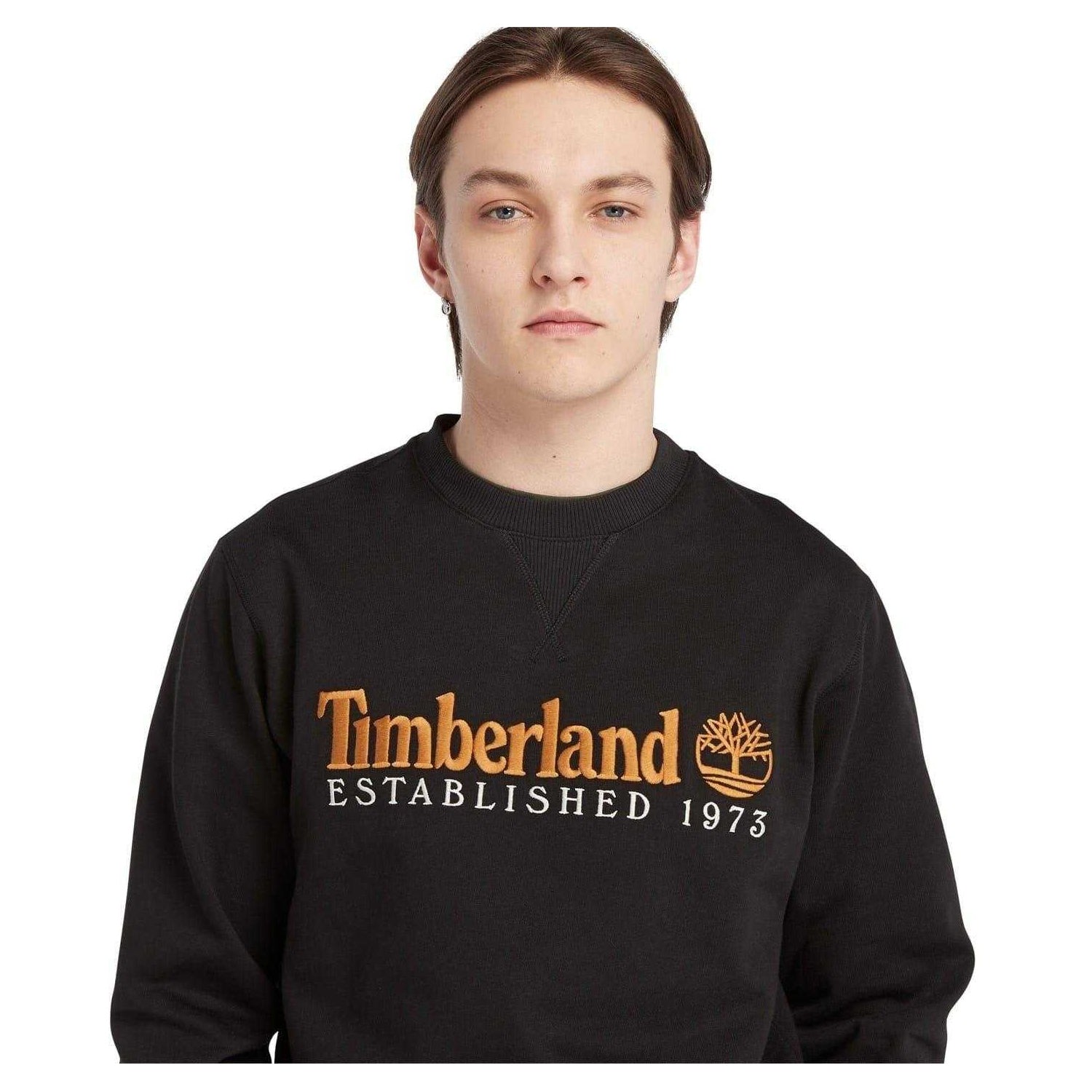 Black - Side - Timberland Mens Established 1973 Cotton Blend Sweatshirt