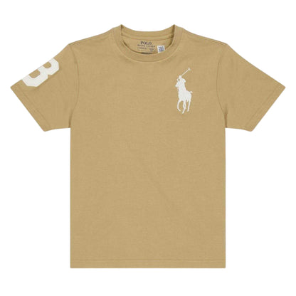 Vintage Khaki - Front - Ralph Lauren Childrens-Kids Embroidered Logo Logo T-Shirt