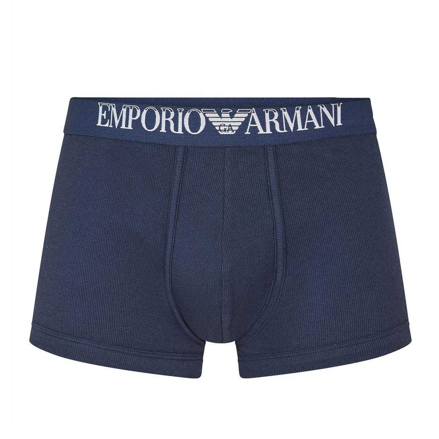 Navy-White - Back - Emporio Armani Mens Cotton Boxer Briefs