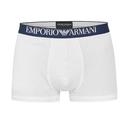 Navy-White - Side - Emporio Armani Mens Cotton Boxer Briefs