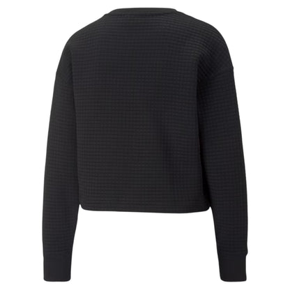 Black - Back - Under Armour Womens-Ladies Unstoppable Quilted Drop Shoulder Regular Long-Sleeved Jumper
