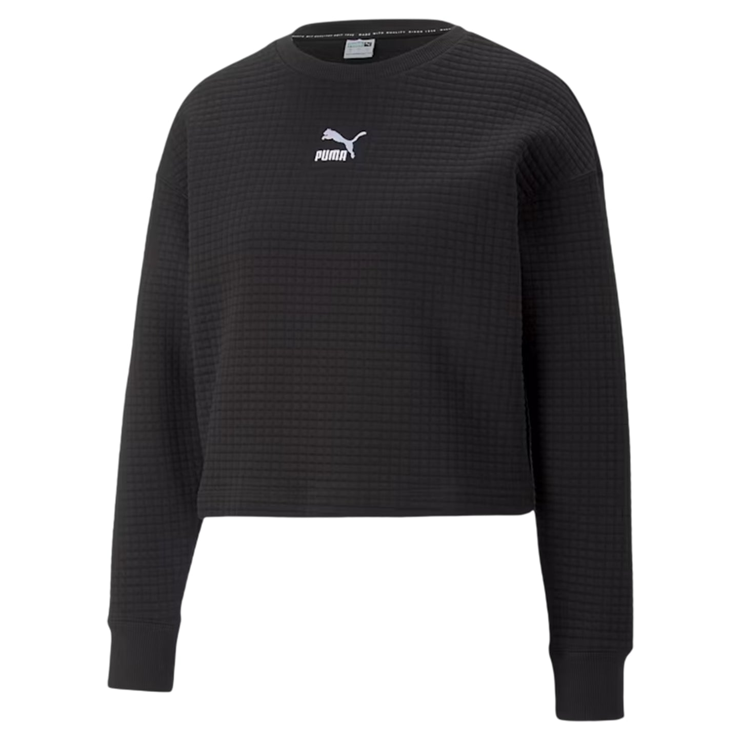 Black - Front - Under Armour Womens-Ladies Unstoppable Quilted Drop Shoulder Regular Long-Sleeved Jumper