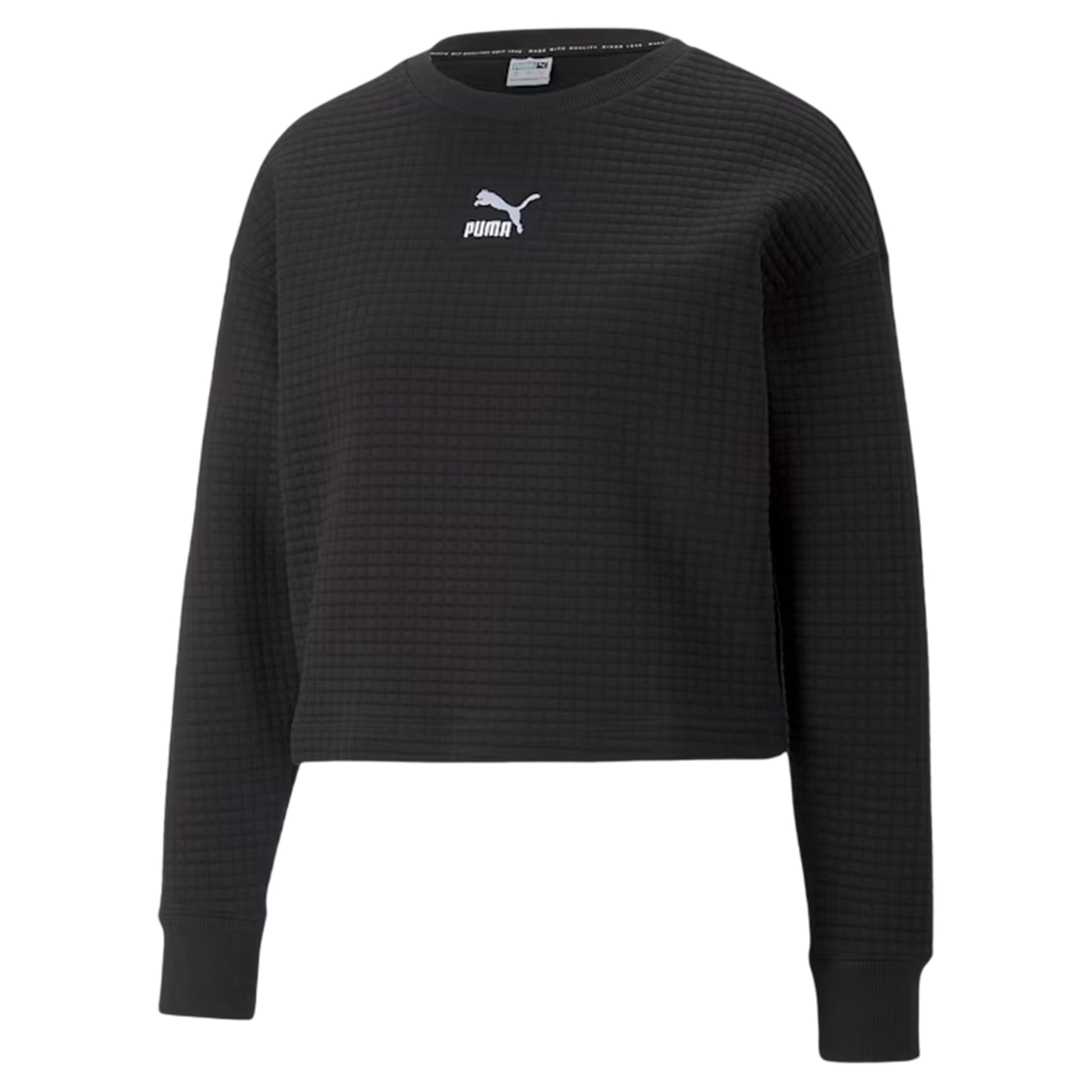Black - Front - Under Armour Womens-Ladies Unstoppable Quilted Drop Shoulder Regular Long-Sleeved Jumper