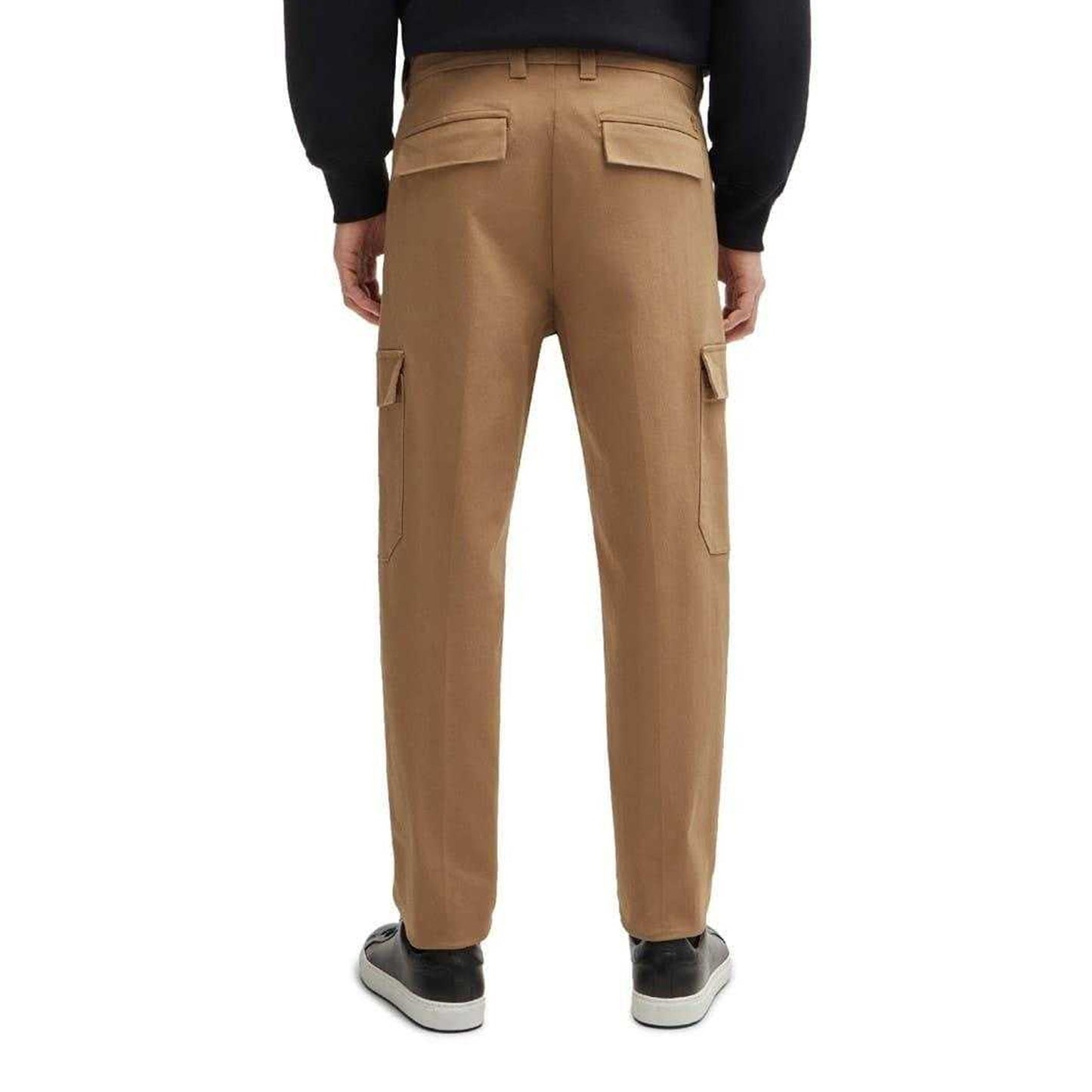 Beige - Back - Boss Mens C-Perin Cargo Tapered Combat Trousers