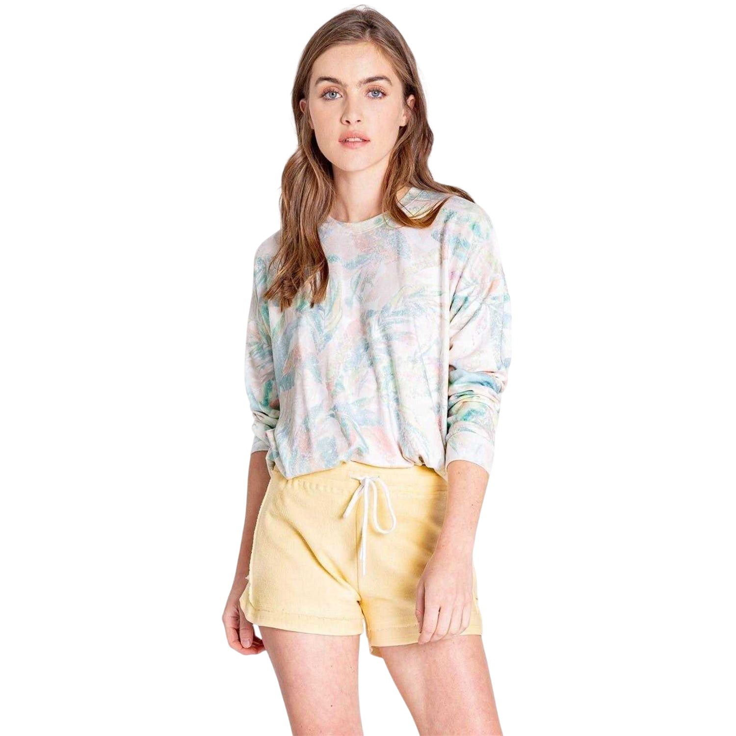 Multicoloured - Lifestyle - PJ Salvage Womens-Ladies Palm Print Long-Sleeved T-Shirt
